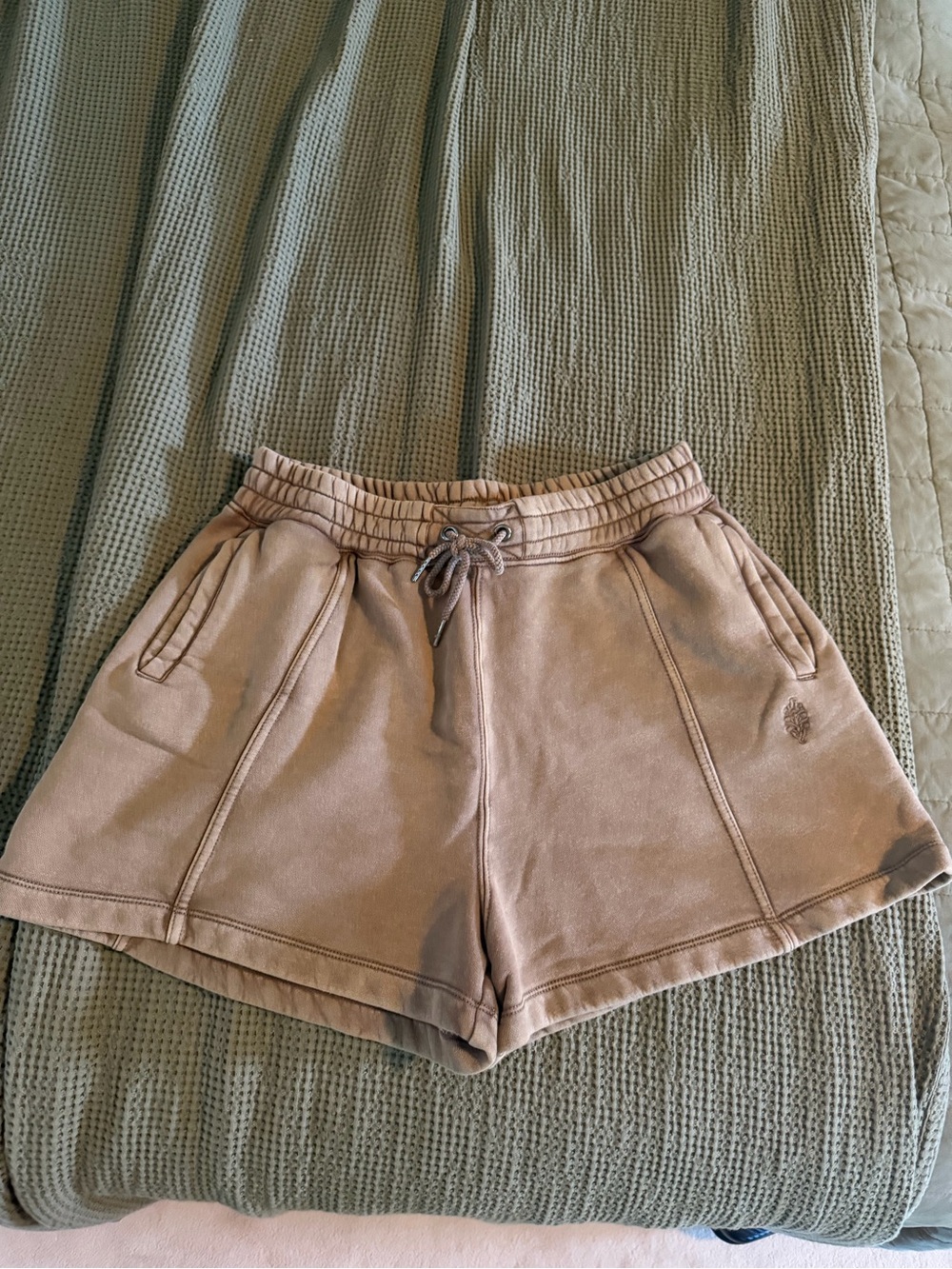 Free People Women's Taupe Drawstring Athletic Shorts
